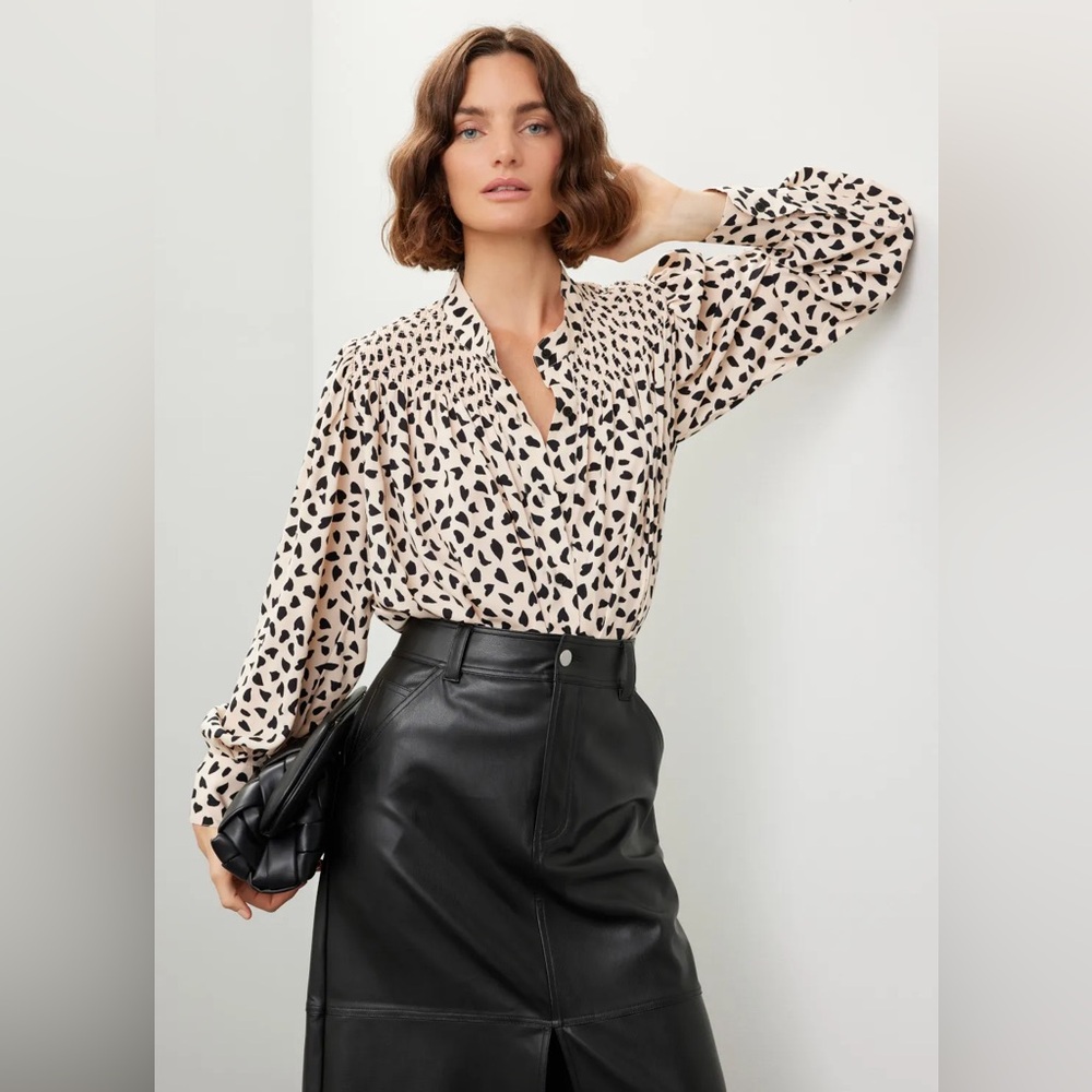 Thakoon Cream and Brown Animal Print Blouse